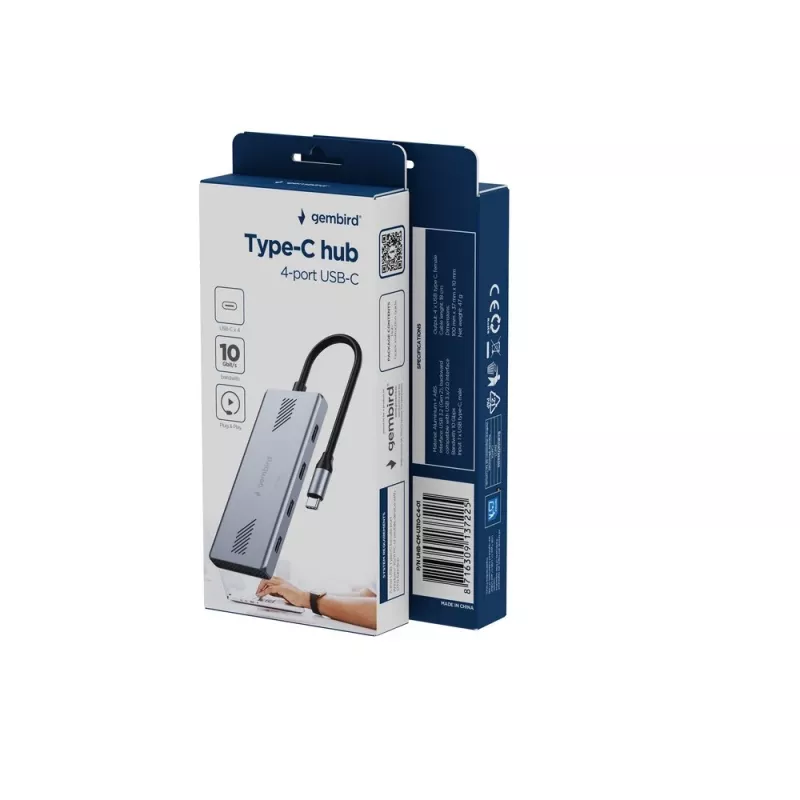 Hub USB-C 3.2 Gen 2 de 4 puertos de GEMBIRD UHB-CM-U310-C4-01