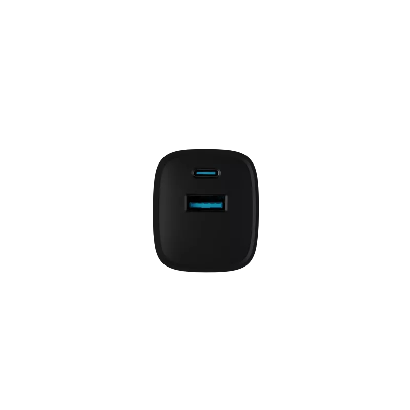 Cargador con cable para dispositivos móviles NATEC NUC-2141, 30W, USB-C PD 3.0 + USB-A QC 3.0, 110–240V, negro