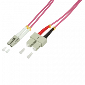 Logilink - Cable de conexión - LC multimodo (macho) a SC multimodo (macho) - 10 m - fibra óptica - 50/125 micrómetros - OM4 - libre de halógenos - heather violet (FP4LS10)
