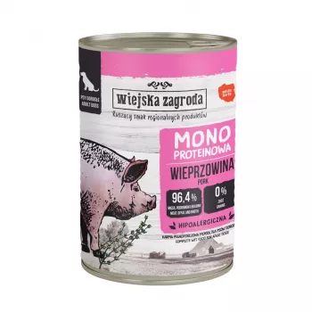 WIEJSKA ZAGRODA Mono-Protein Pork - comida húmeda para perros - 400 g