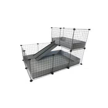 Jaula modular C&C para pequeños animales de una planta 3x2 con altillo y rampa