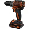 Black & Decker BL186K-QW taladro atornillador inalámbrico, 18 V, batería de iones de litio de 1,5 Ah, 2 velocidades, 1650 rpm, 52 Nm, con maletín, negro/naranja