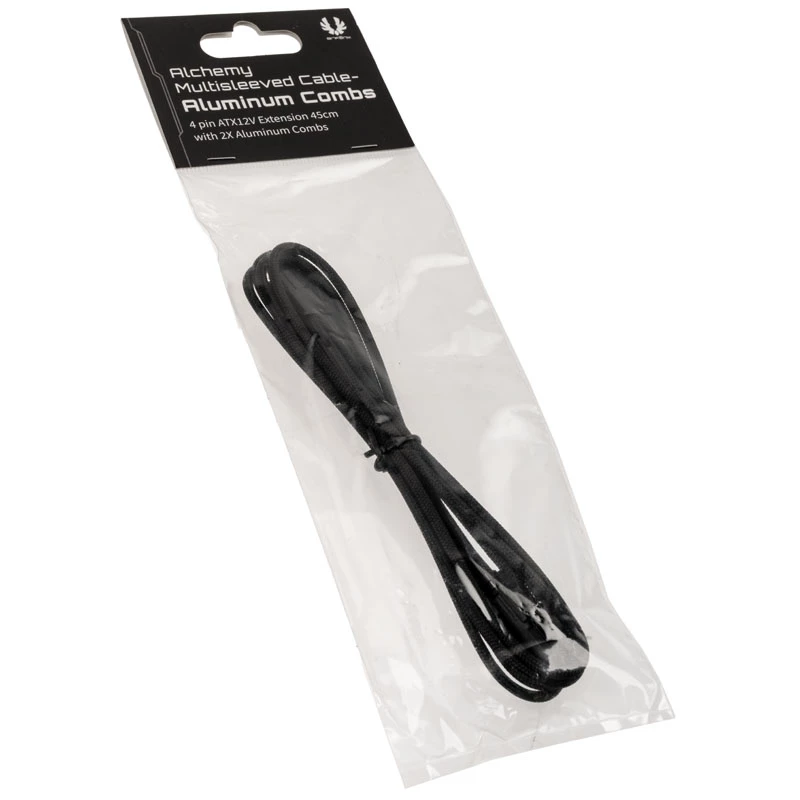Cable de extensión BitFenix Alchemy 4 pines ATX12V, 45 cm, mallado - negro