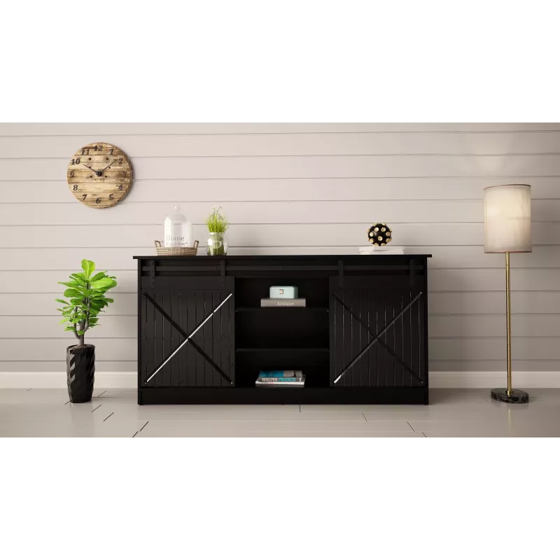 Cómoda 160x80x35 GRANERO negro/negro brillante