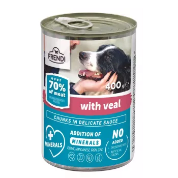 Comida húmeda para perros Frendi 400 g — ternera en salsa, alimento completo para perros adultos