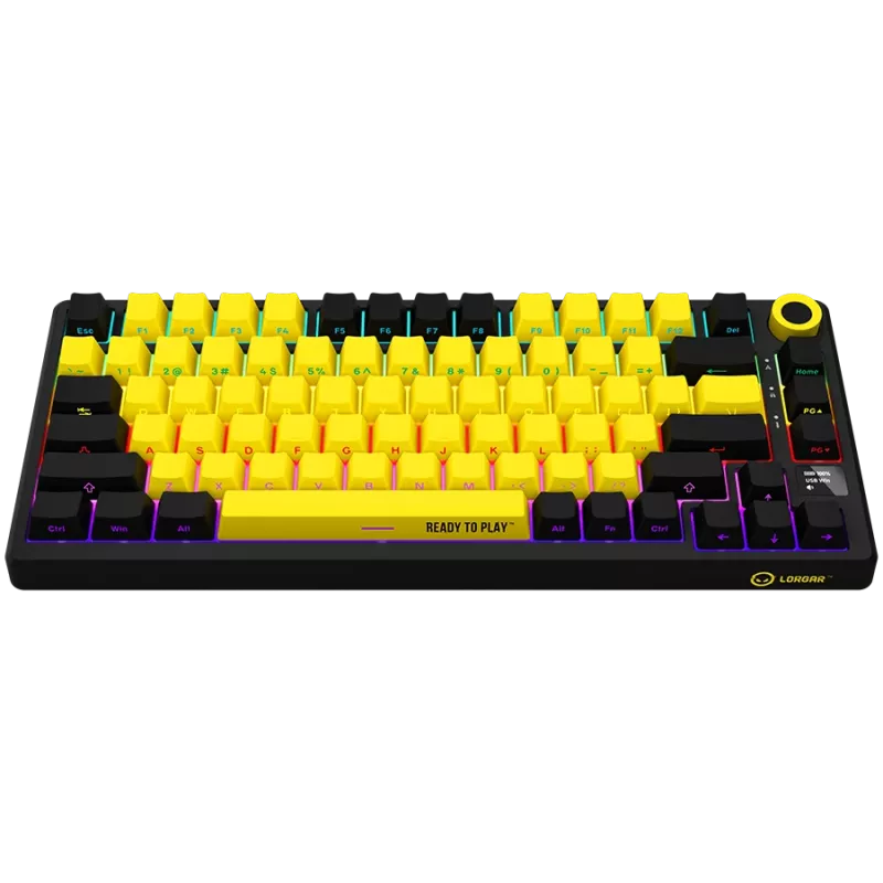 Teclado gaming mecánico inalámbrico LORGAR KBP7075W — Negro/Amarillo, distribución EN