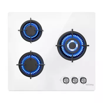 Placa de gas ISEASY MGBG-603, 3 quemadores (blanca)