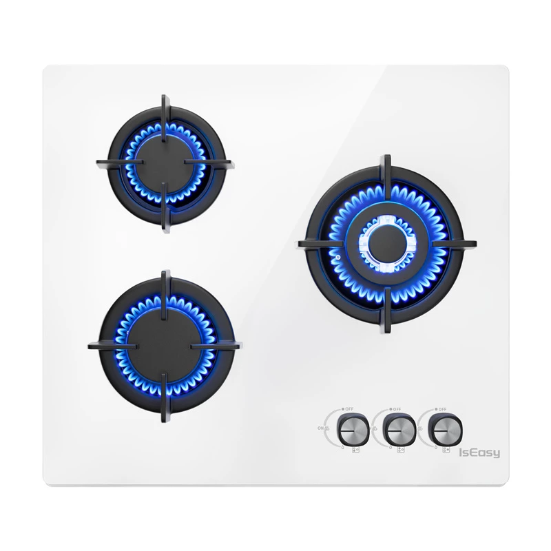 Placa de gas ISEASY MGBG-603, 3 quemadores (blanca)