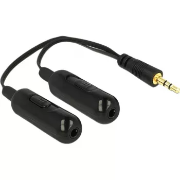 DeLOCK - Divisor de audio - 30 AWG - Mini-Phone estéreo 3,5 mm (M) - Mini-Phone estéreo 3,5 mm (H) - 19cm - Negro (65683)