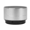 Altavoz Bluetooth Manhattan Metallic, resistente a salpicaduras, alcance 10 m, lector de tarjetas microSD, conector Aux 3,5 mm, cable de carga USB-A incluido (carga 5V), Plata, tres años de garantía