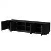 Mueble TV cama meble LIVERTI 2000x420x480 mm, superficie de aglomerado negra, marco negro