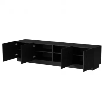 Mueble TV cama meble LIVERTI 2000x420x480 mm, superficie de aglomerado negra, marco negro