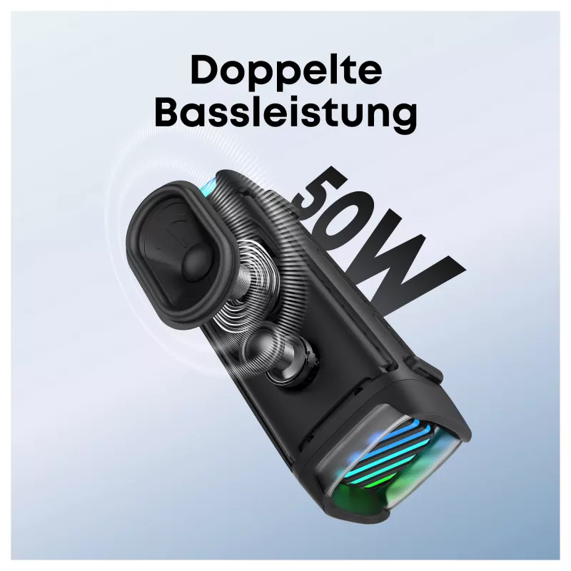 Altavoz Bluetooth de exterior resistente ANKER Soundcore Boom 3i negro IP68 50W BassUp 16h de reproducción espectáculo de luz TWS estéreo