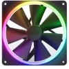 Ventilador de carcasa NZXT F140 RGB 14 cm, negro, 500–1800 rpm, rodamiento hidrodinámico, 4 pines, 18 LED