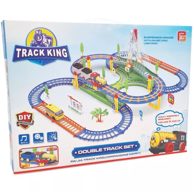 Tren eléctrico Track King Extralink Kids con locomotora y coche a pilas