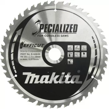 Makita Specialized EFFICUT - hoja de sierra circular - para madera, metal - 260 mm - 45 dientes - para Makita LS1018L, LS1018LN (B-64630)
