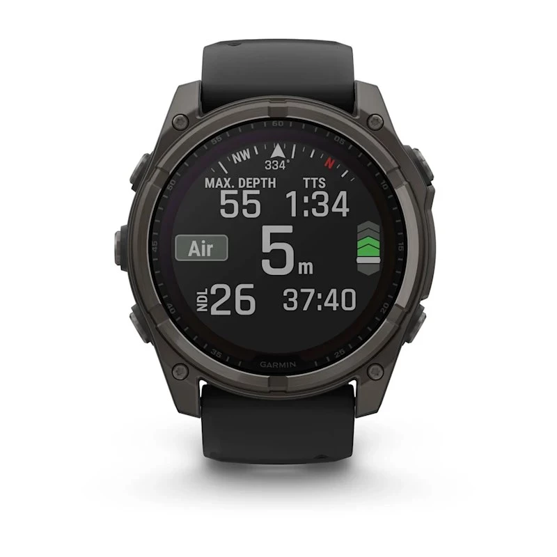 Garmin fenix 8 Solar Sapphire reloj inteligente 51 mm, 1,4" AMOLED 280 x 280 pantalla táctil, GPS, Wi-Fi, titanio, correa de silicona negra