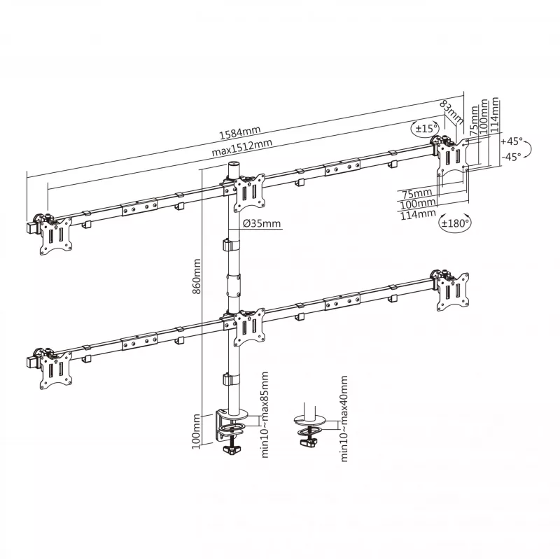 Soporte LCD SBOX LCD-352/6-2 para pantallas de 17–32