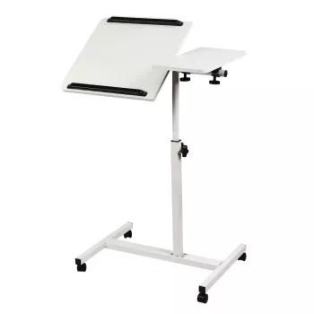 Soporte móvil para escritorio/portátil Maclean, blanco, altura ajustable 59-89 cm, máx. 30 kg, MC-121 W