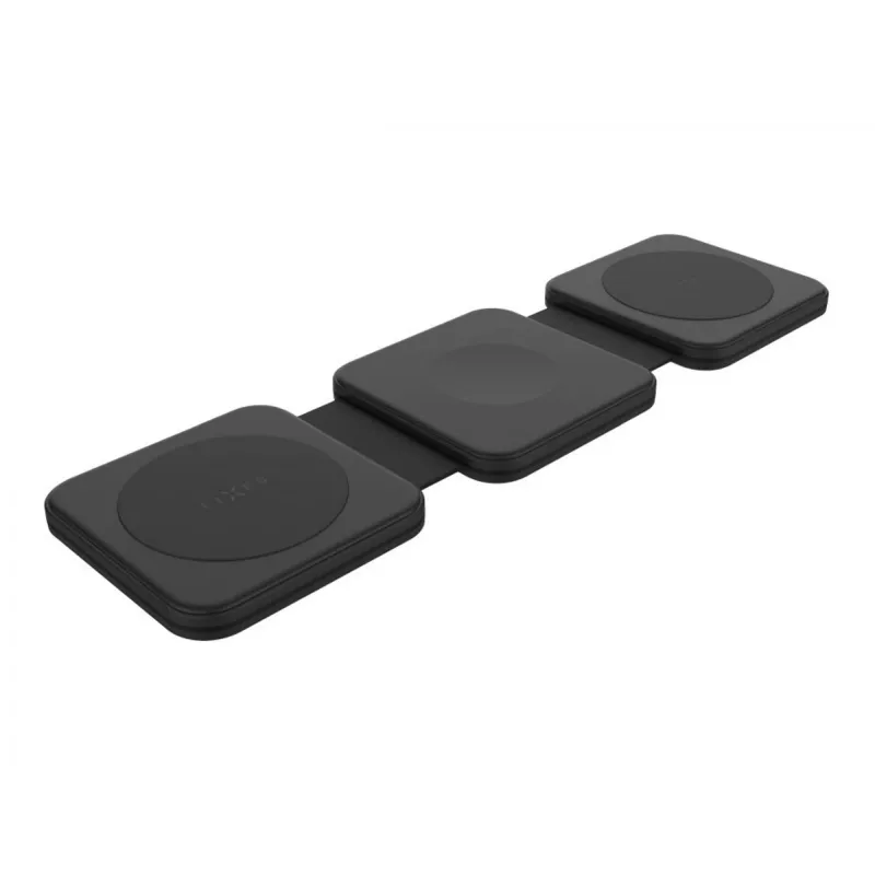 Cargador inalámbrico plegable FIXED FIXFLE-SA-BK 3 en 1 para Samsung — cargador portátil compacto para teléfono, auriculares y wearables