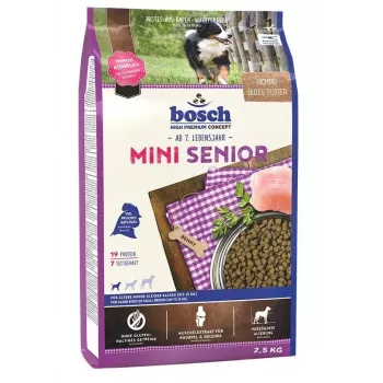 Pienso para perros Bosch MINI SENIOR 2,5 kg — razas pequeñas senior, pollo, 19 % proteína, 7 % grasa