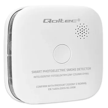 Detector de humo inalámbrico QOLTEC modelo 52653 con alarma por batería de 85 dB