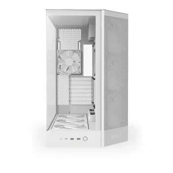 Caja de PC Midi Tower NZXT H9 Flow RGB+ — Blanco, compatible con ATX/EATX/Micro-ITX, cristal templado, 3x140 mm frontal + 1x120 mm trasero ventiladores