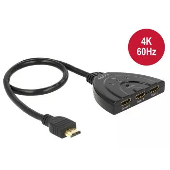Delock Switch HDMI UHD 3 x HDMI in > 1 x HDMI out 4K - Conmutador de vídeo/audio - 3 x HDMI - Sobremesa