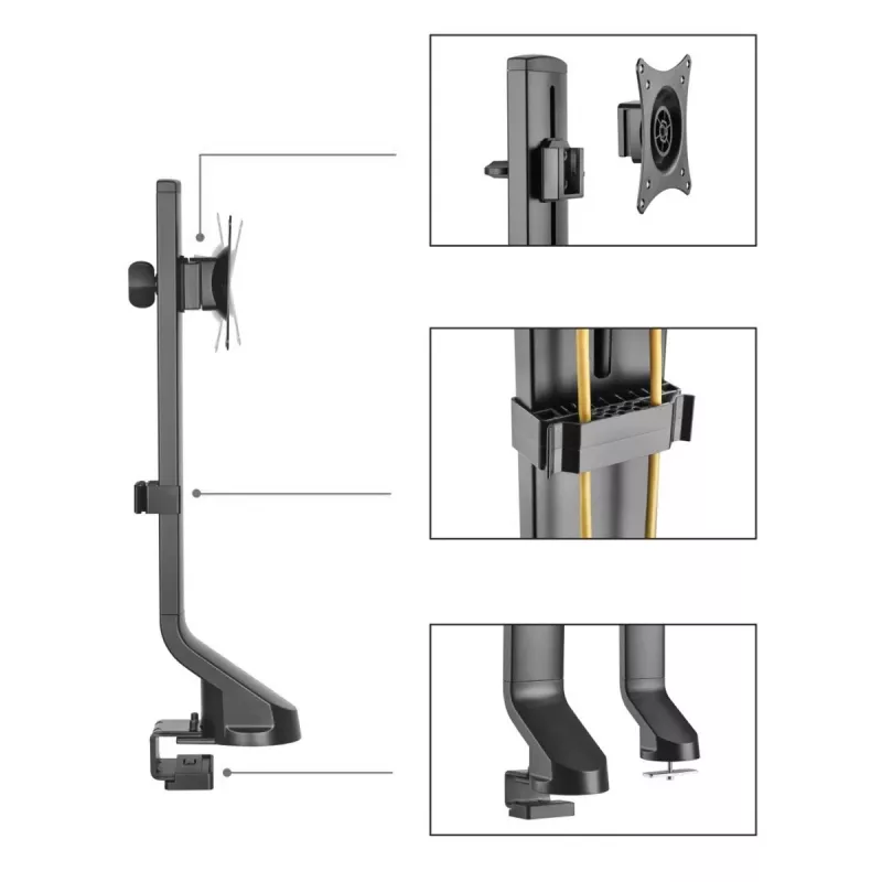 Soporte de monitor Maclean MC-853 para 1 pantalla, soporte de mesa con soporte de mesa para ordenador de 17 a 32 inch VESA 75x75 100x100 hasta 8 kg (para 1 pantalla)