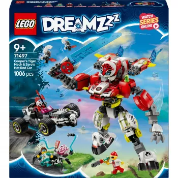 LEGO DREAMZZZ 71497 Cooper's Tiger Mech y Zero's Hot Rod Car