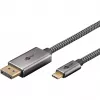 Cable adaptador USB, conector macho USB-C > conector macho DisplayPort, 4K 60 Hz (negro/plata, 2 metros, cable trenzado)