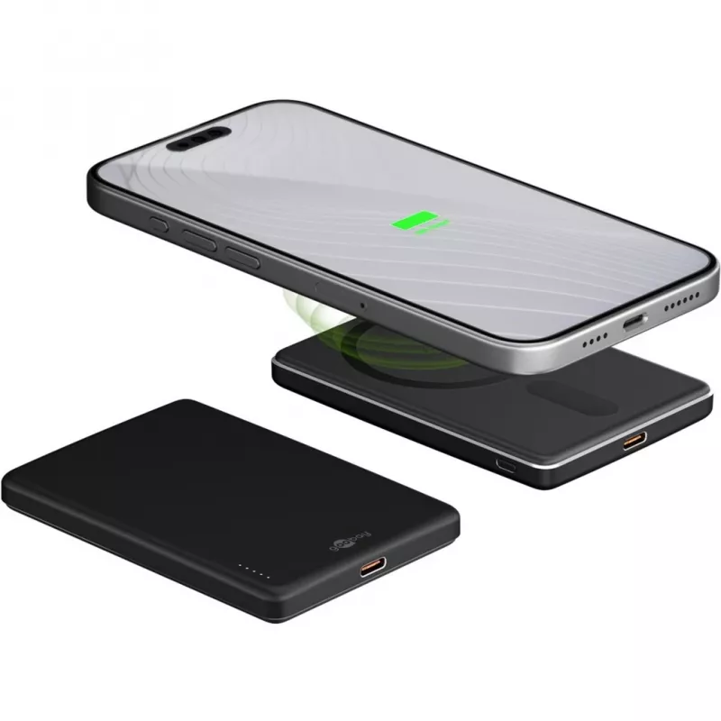 Goobay batería externa inalámbrica magnética | 70182 | 5000 mAh | USB-C | Negro