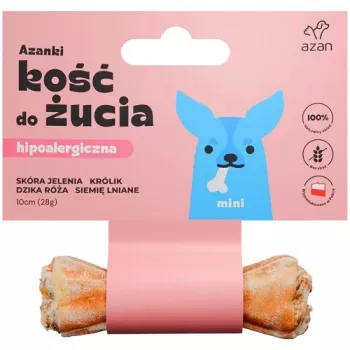 Snack para perros Brit AZANKI mini hueso hipoalergénico 10 cm — piel de ciervo, conejo, linaza, 28 g para razas pequeñas