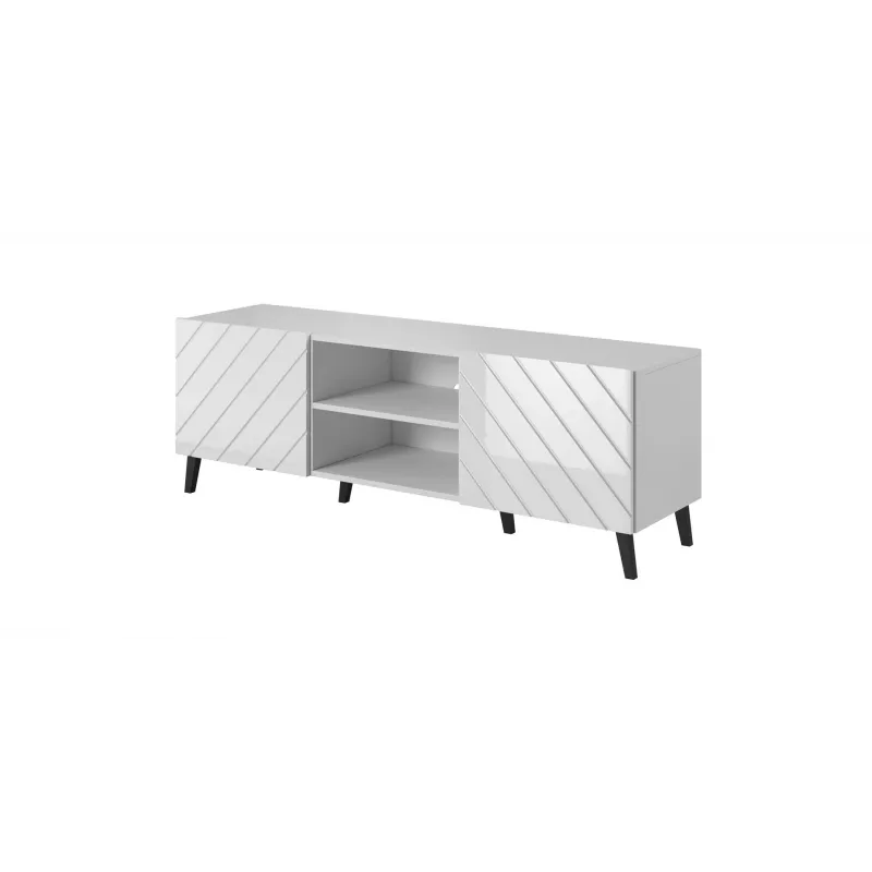 Mueble RTV ABETO 150x42x52 blanco/blanco brillante