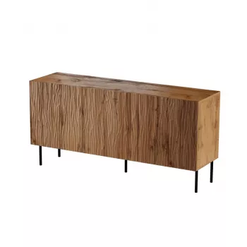Cómoda Cama Meble JUNGLE 152x40,5x74,5 cm — roble wotan, patas negras, aglomerado