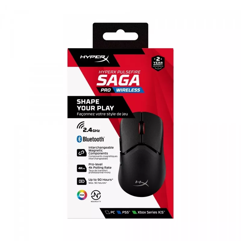 Ratón gaming HyperX Pulsefire Saga Pro inalámbrico (negro)