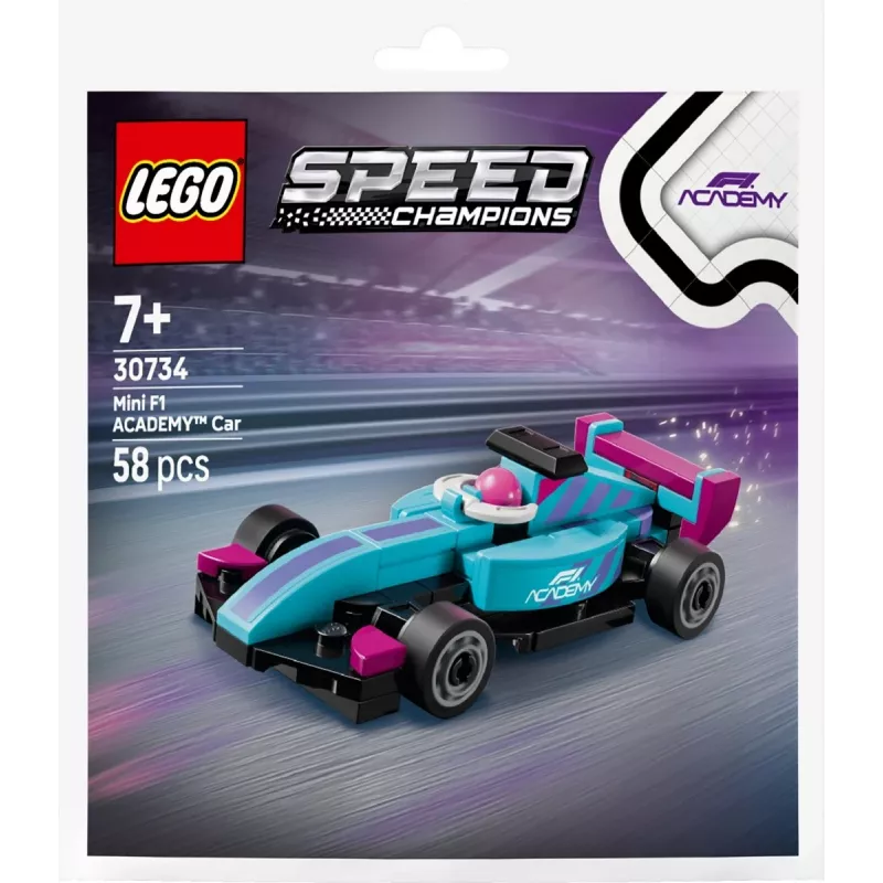 30734 Speed Champions F1 ACADEMY mini coche, juguete de construcción Polybag