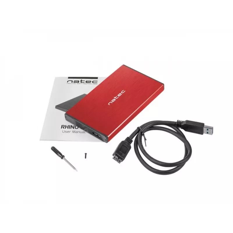 Caja externa HDD NATEC RHINO GO (USB 3.0, 2.5, RED)