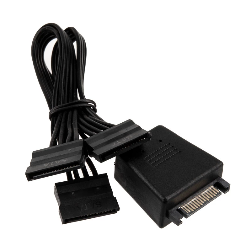 Silverstone CP06-L, cable en Y para conectores de alimentación SATA, 1 a 3 - negro