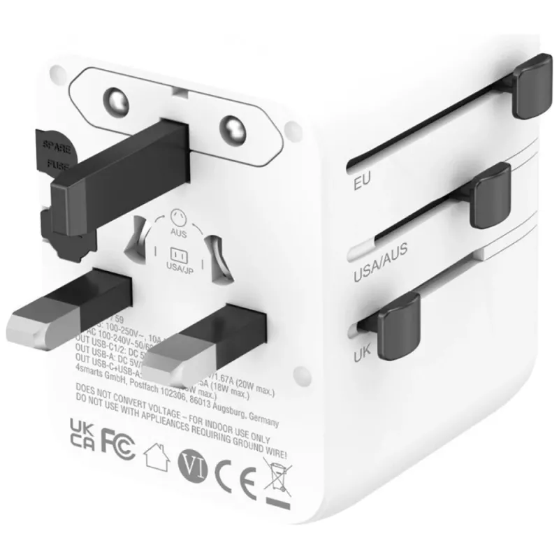 Adaptador de viaje 20W GaN Nomad 2xUSB-C + 1xA