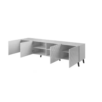 Mueble RTV ABETO 200x42x52 blanco/blanco brillante