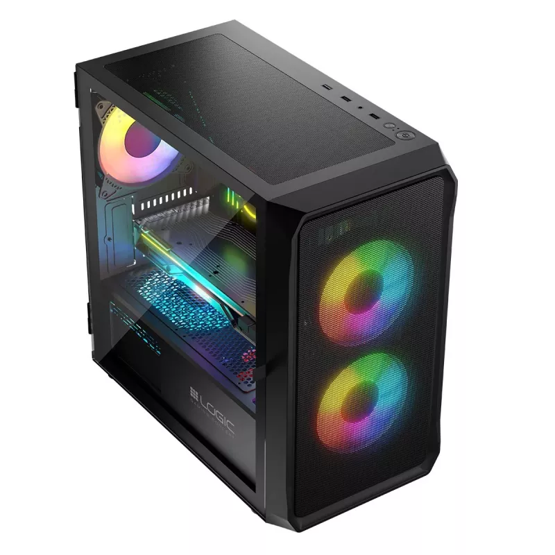 Carcasa de ordenador Logic Concept Portos Mini ARGB Micro ATX Negra