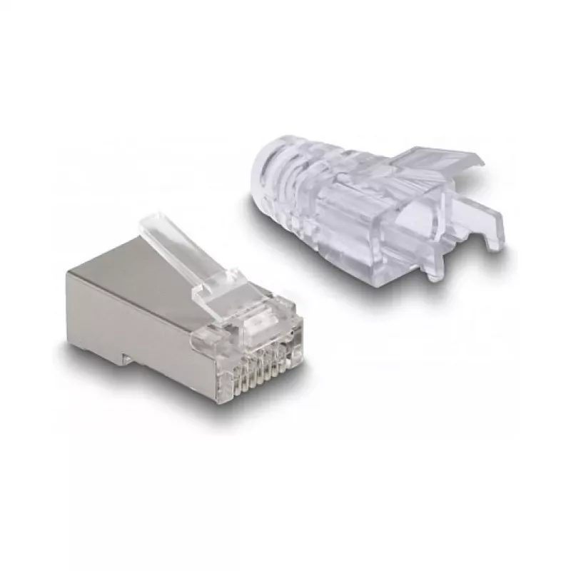 Conector modular RJ45 DeLOCK Cat.6 50 uds. con fundas de protección antiacodamiento