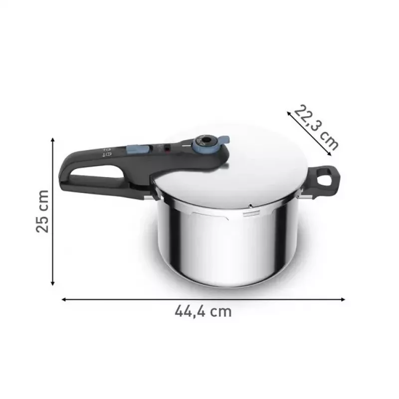 Olla a presión Tefal SECURE TRENDY 6L con cestillo de vapor de acero inoxidable, apta para inducción
