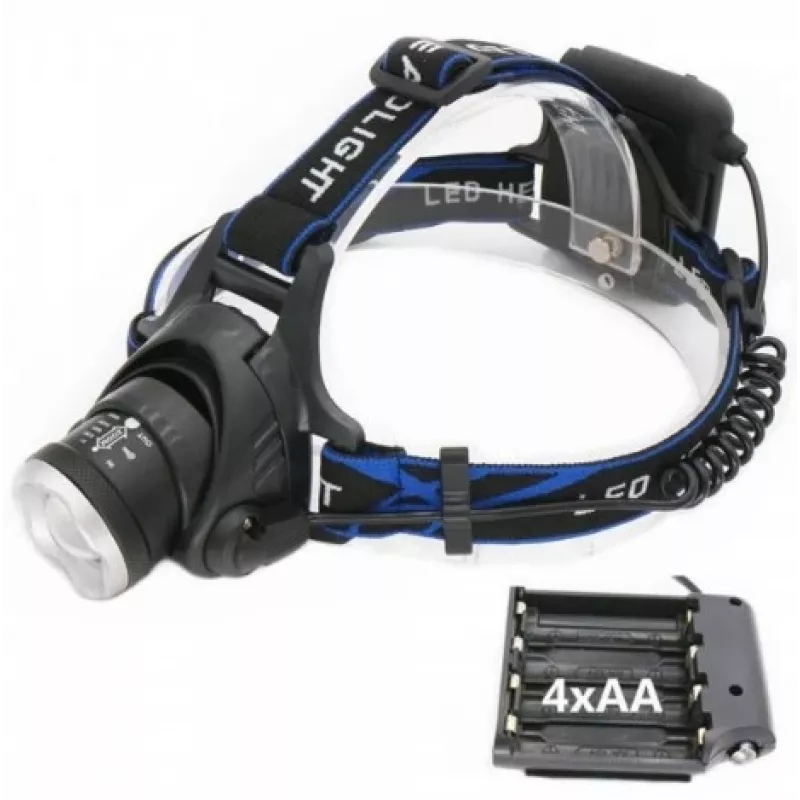 Linterna frontal ESPERANZA EOT005 — LED Cree T6, 3W, 600 lm, AA x2, carcasa de aluminio, impermeable, resistente a impactos, cinta ajustable