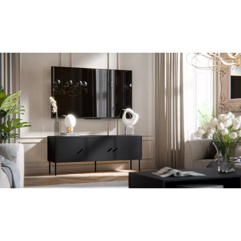 Mueble RTV 3D PALAZZO BIS 151x40x60 negro mate