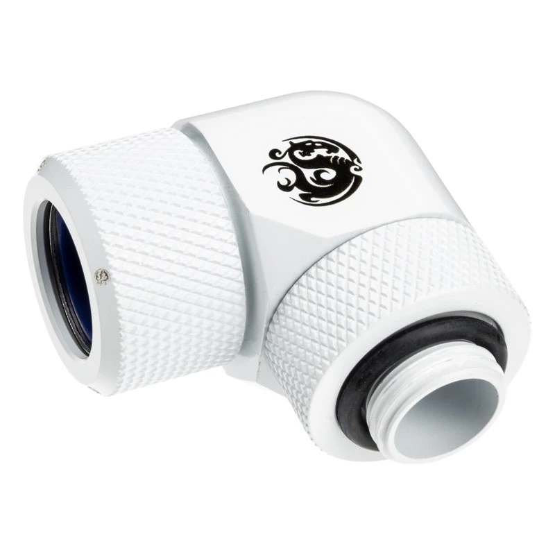 Bitspower BP-DWE90RMLA14 Advanced Multi-Link adaptador giratorio de 90°, G1/4 macho a tubo rígido de 14 mm de diámetro exterior, blanco