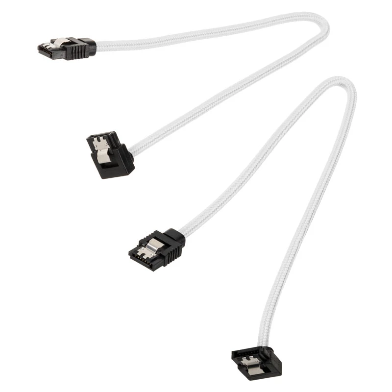 Corsair CC-8900279 cable SATA Premium con malla, acodado, 30 cm, blanco, pack de 2