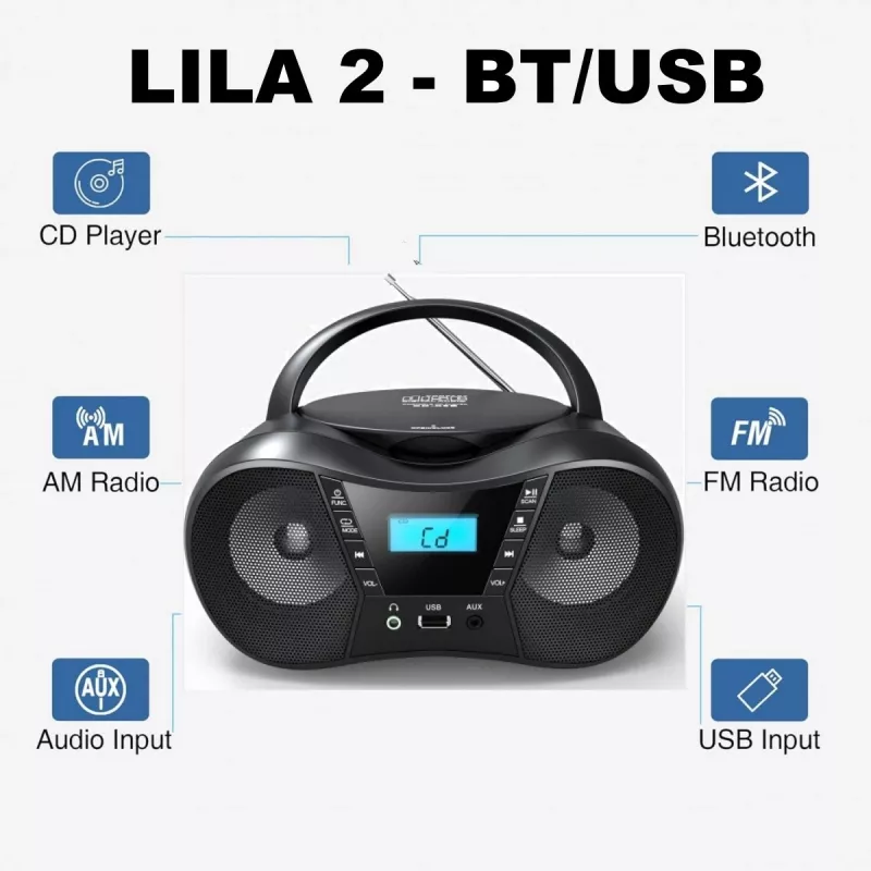 Reproductor de radio CD LILA2 USB/BT negro