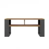 Mesa de centro top e shop Modern 90×58×50 cm, estructura antracita, estantes en roble Artisan mate